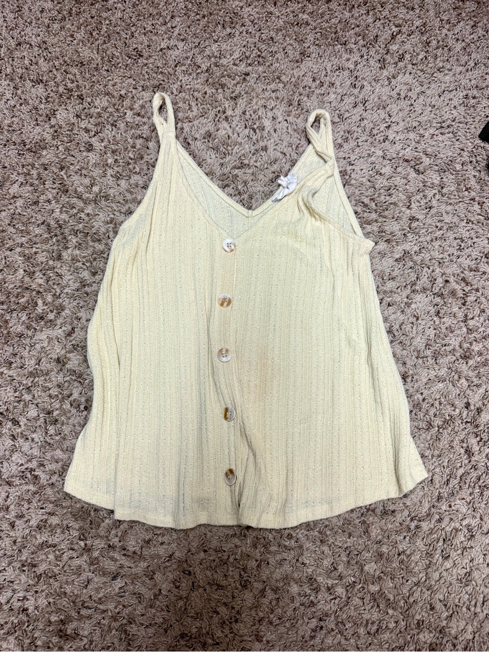 Blu Pepper Pale Yellow Button-Front V-Neck Tank